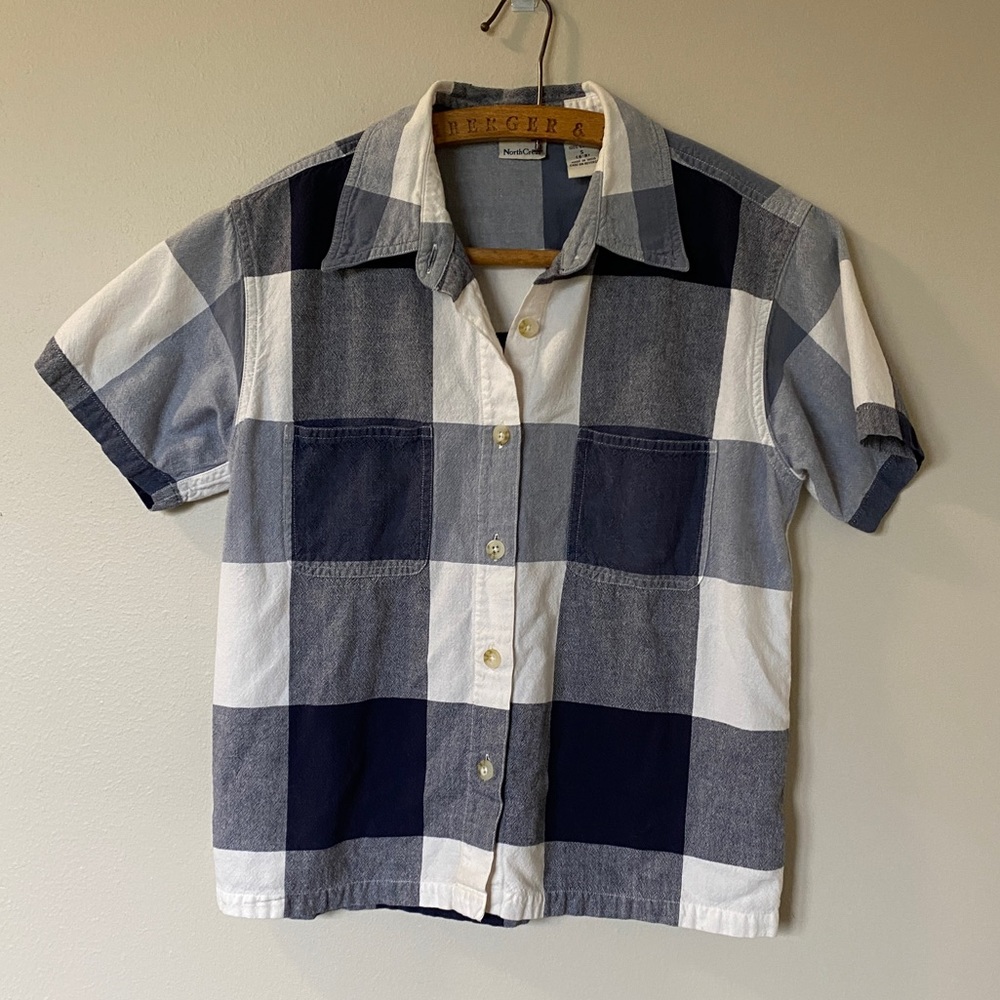NorthCrest Retro Navy Checkered Button-up - Small - Picture 6 of 6